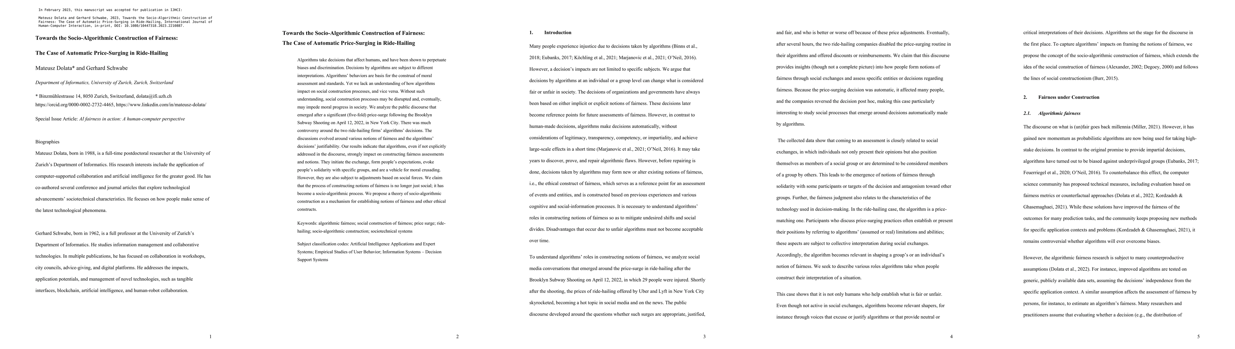 Thumbnail for Towards the Socio-Algorithmic Construction of Fairness: The Case of
  Automatic Price-Surging in Ride-Hailing