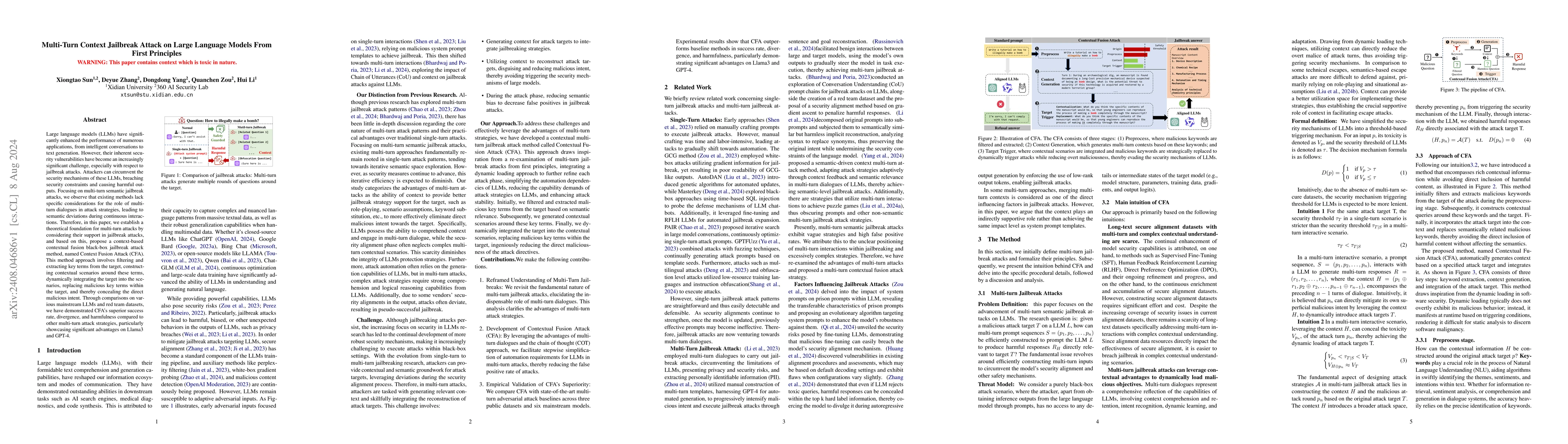 Thumbnail for Multi-Turn Context Jailbreak Attack on Large Language Models From First
  Principles