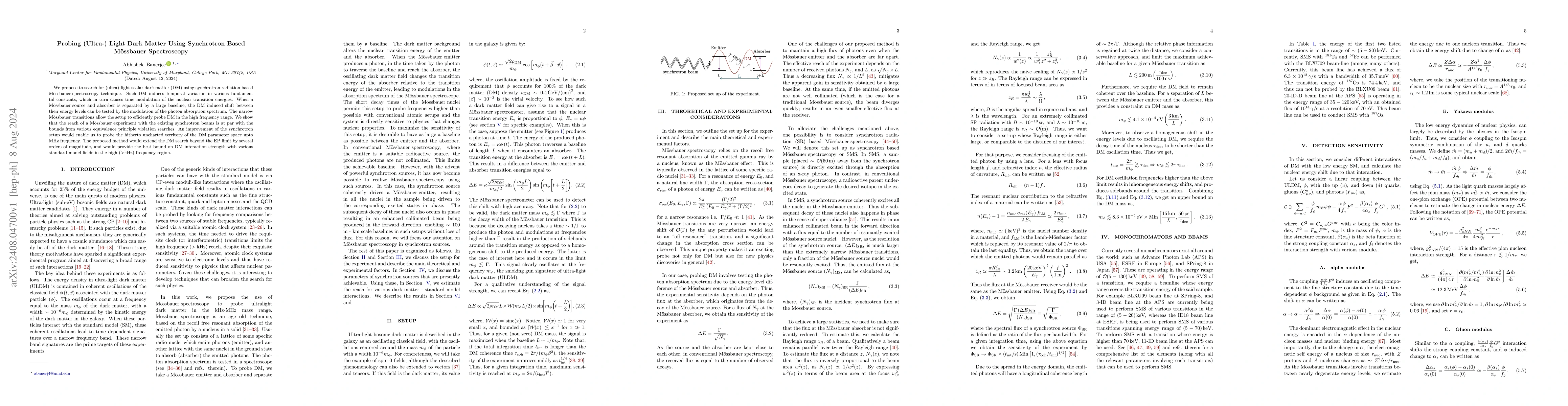 Thumbnail for Probing (Ultra-) Light Dark Matter Using Synchrotron Based Mössbauer
  Spectroscopy