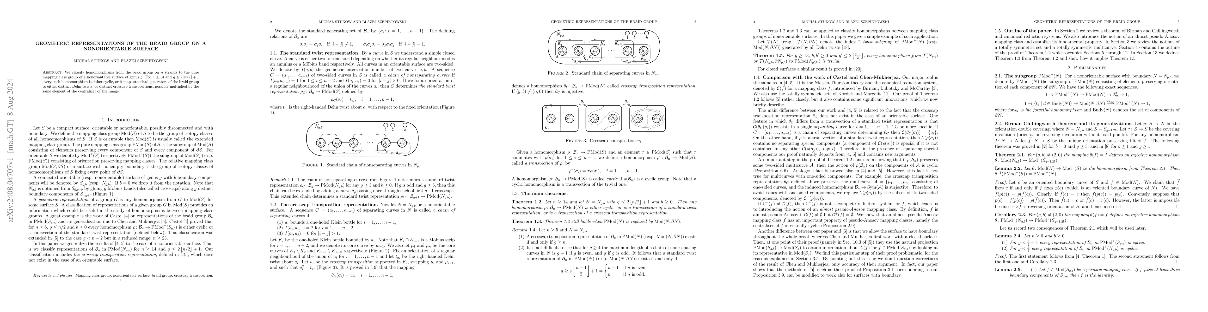 Thumbnail for Geometric representations of the braid group on a nonorientable surface