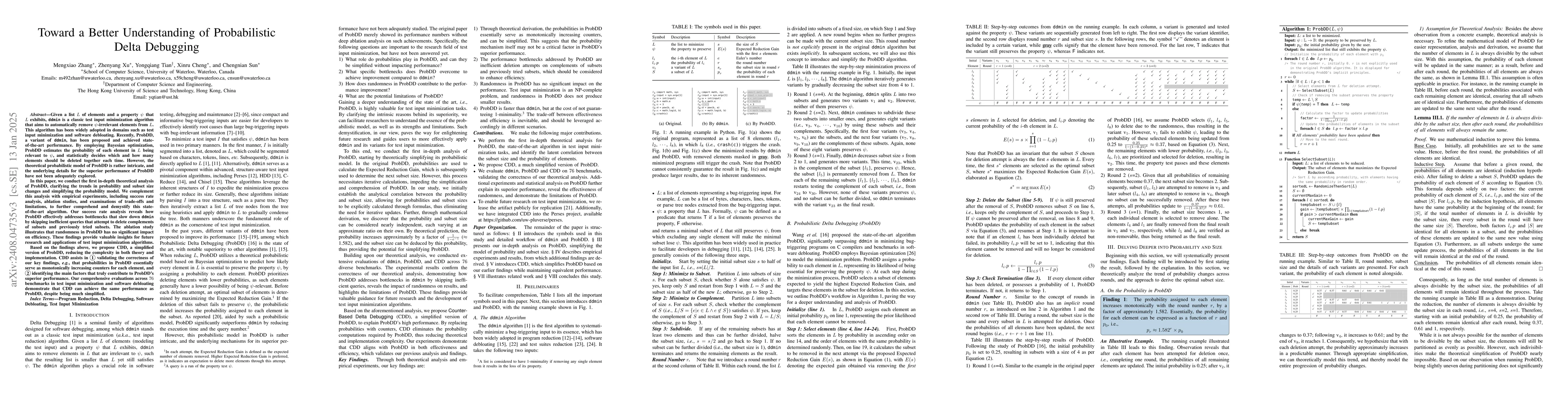 Thumbnail for Deep Dive into Probabilistic Delta Debugging: Insights and
  Simplifications