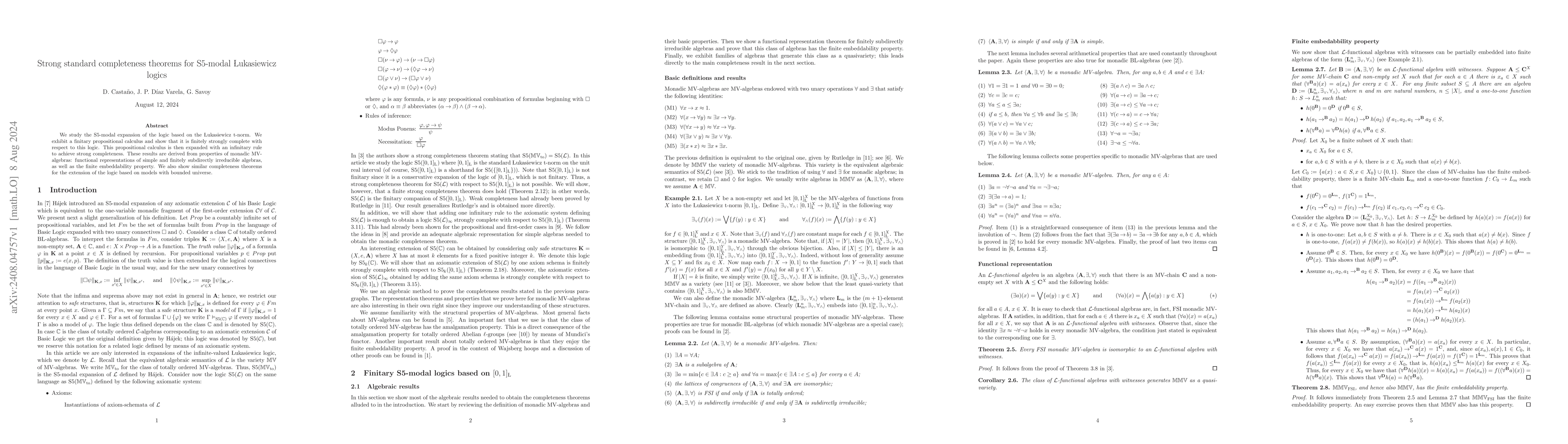 Thumbnail for Strong standard completeness theorems for S5-modal Lukasiewicz logics