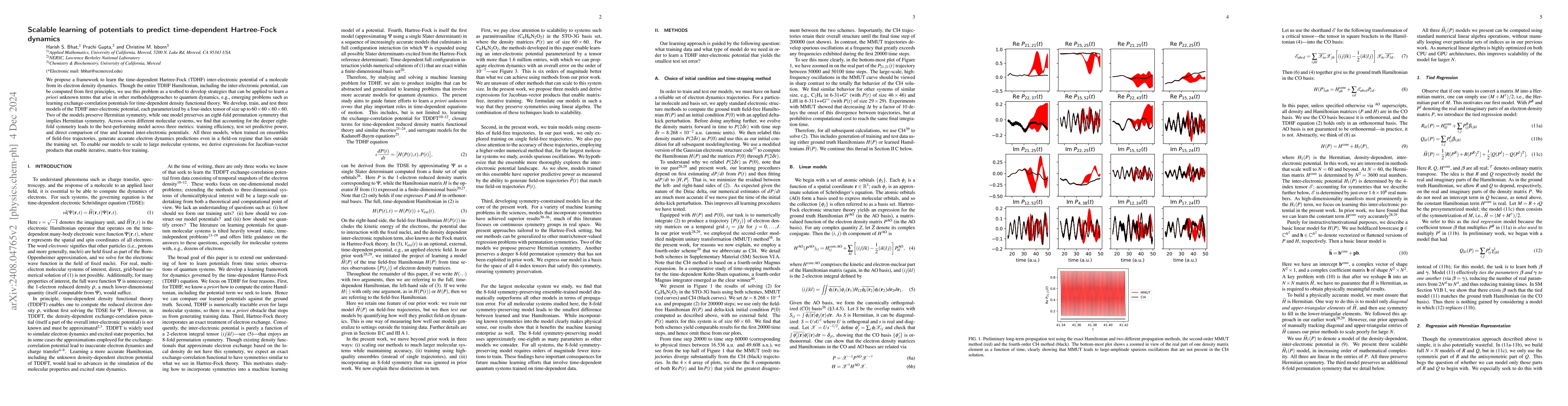 Thumbnail for Scalable learning of potentials to predict time-dependent Hartree-Fock
  dynamics