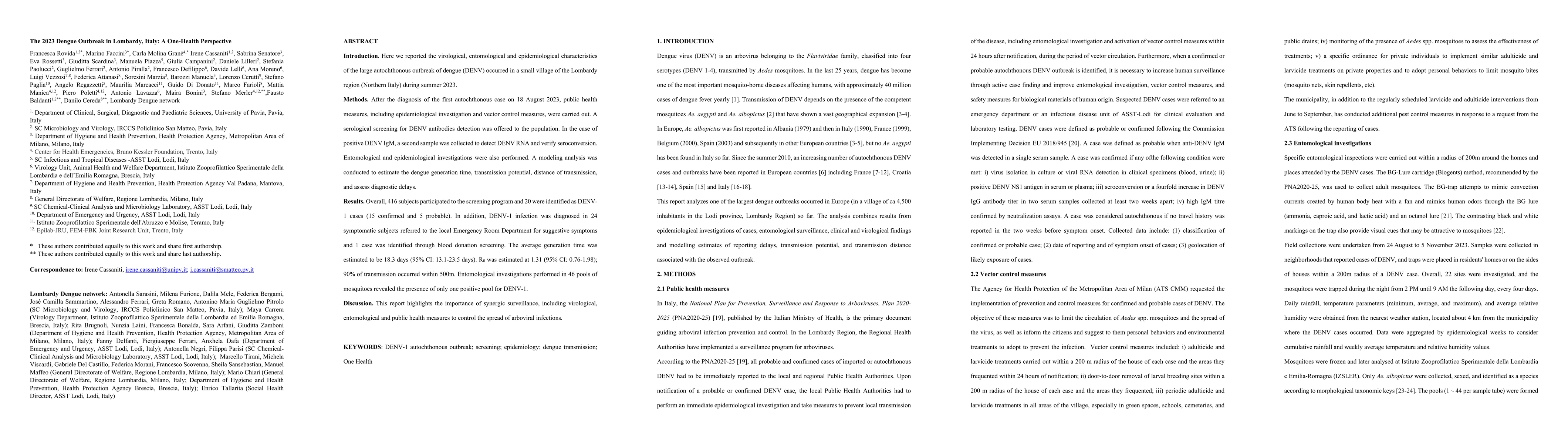 Thumbnail for The 2023 Dengue Outbreak in Lombardy, Italy: A One-Health Perspective