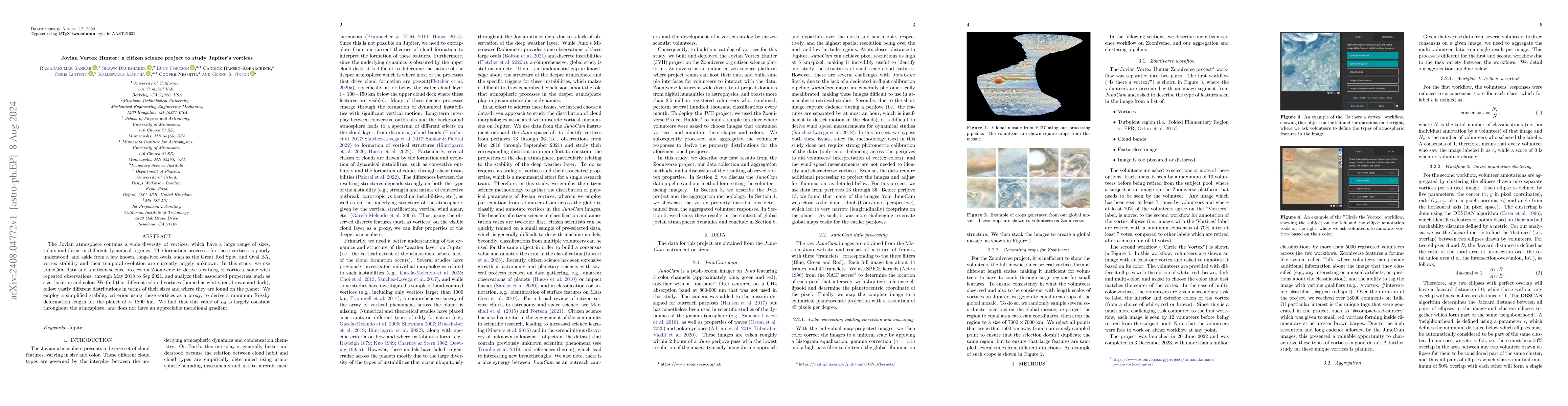 Thumbnail for Jovian Vortex Hunter: a citizen science project to study Jupiter's
  vortices
