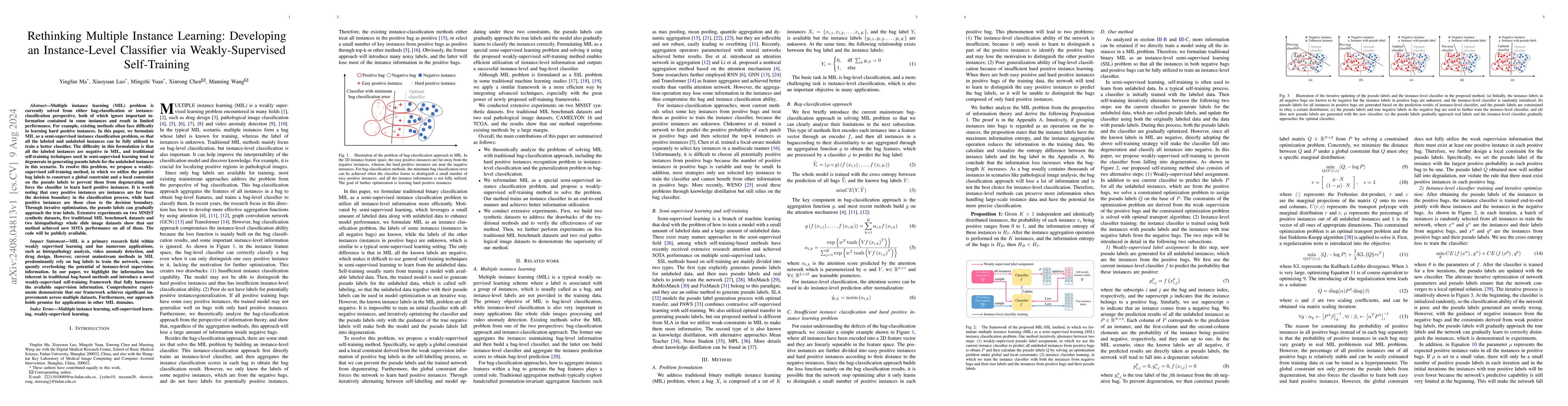 Thumbnail for Rethinking Multiple Instance Learning: Developing an Instance-Level
  Classifier via Weakly-Supervised Self-Training