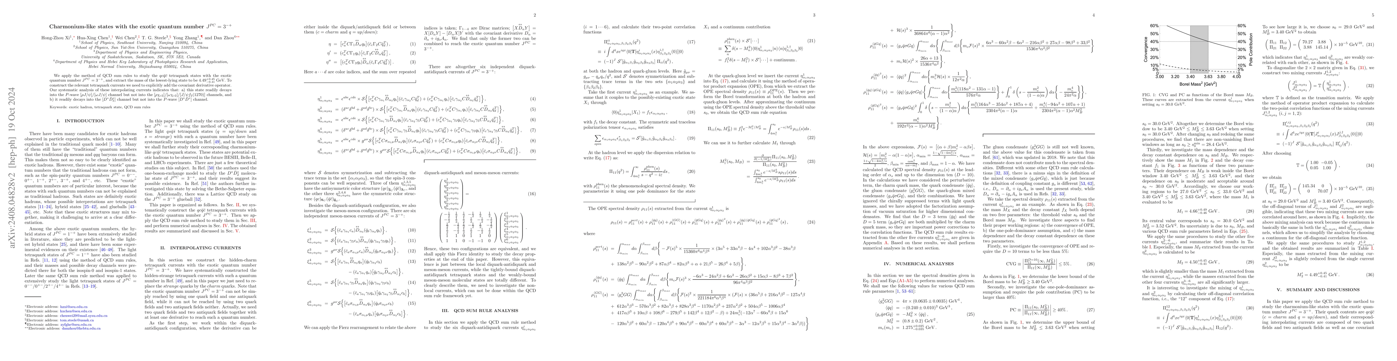 Thumbnail for Charmonium-like states with the exotic quantum number $J^{PC} = 3^{-+}$