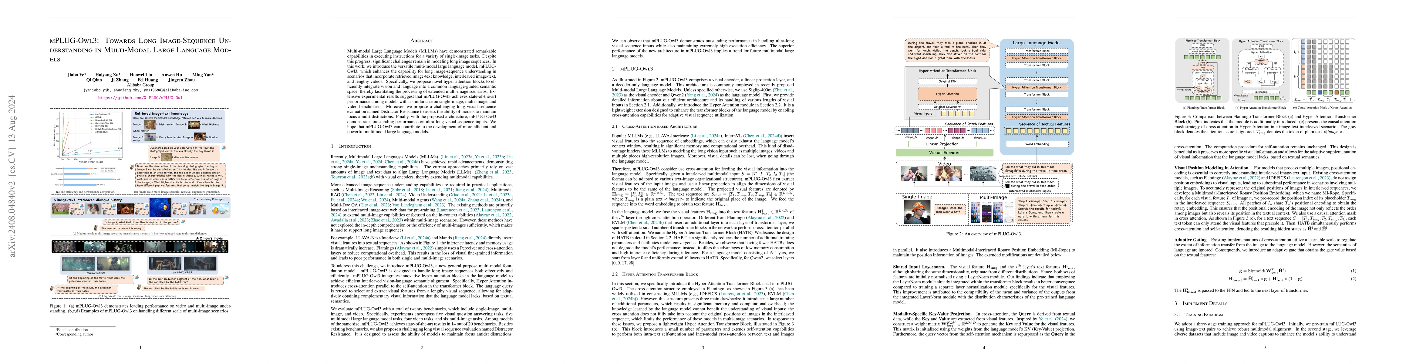 Thumbnail for mPLUG-Owl3: Towards Long Image-Sequence Understanding in Multi-Modal
  Large Language Models