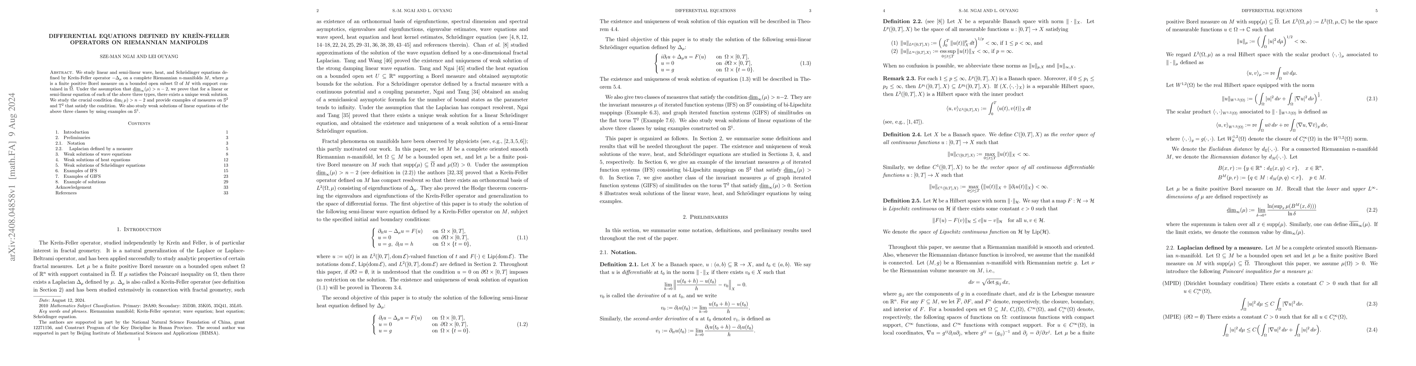 Thumbnail for Differential equations defined by Kreĭn-Feller operators on
  Riemannian manifolds