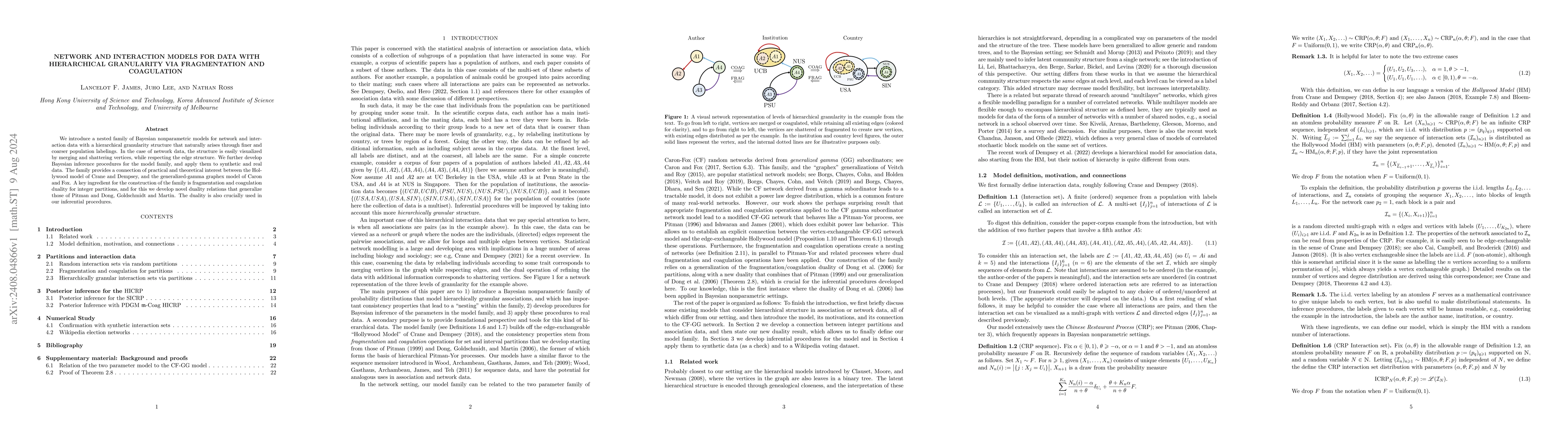 Thumbnail for Network and interaction models for data with hierarchical granularity
  via fragmentation and coagulation
