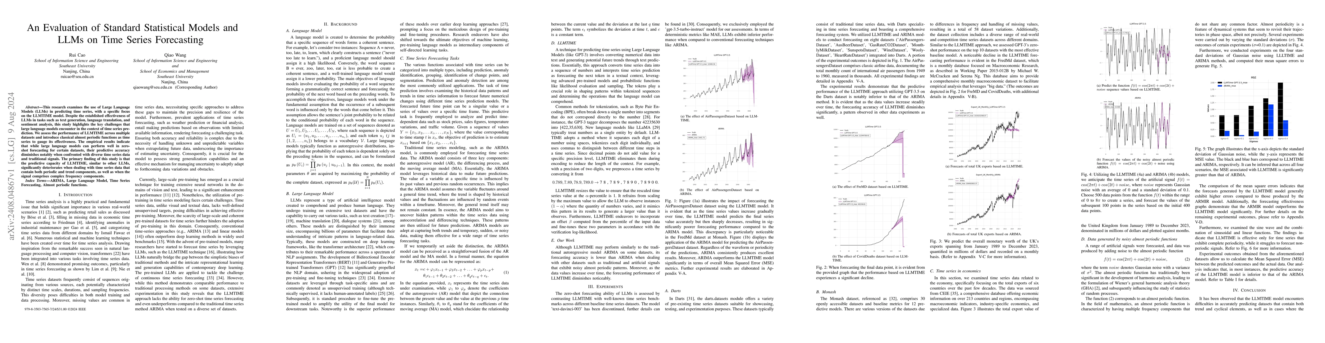 Thumbnail for An Evaluation of Standard Statistical Models and LLMs on Time Series
  Forecasting