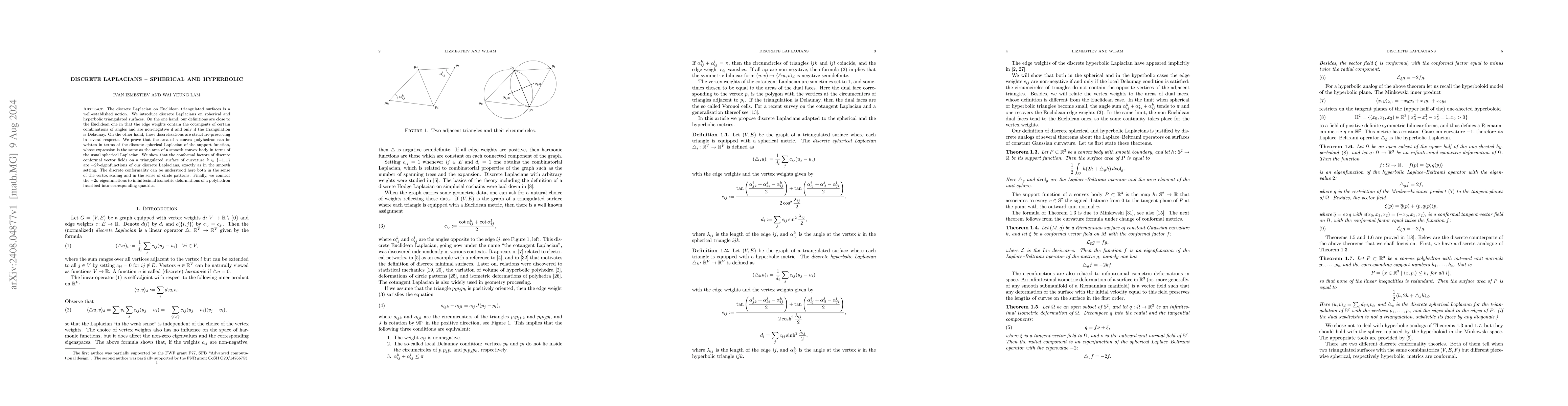 Thumbnail for Discrete Laplacians -- spherical and hyperbolic