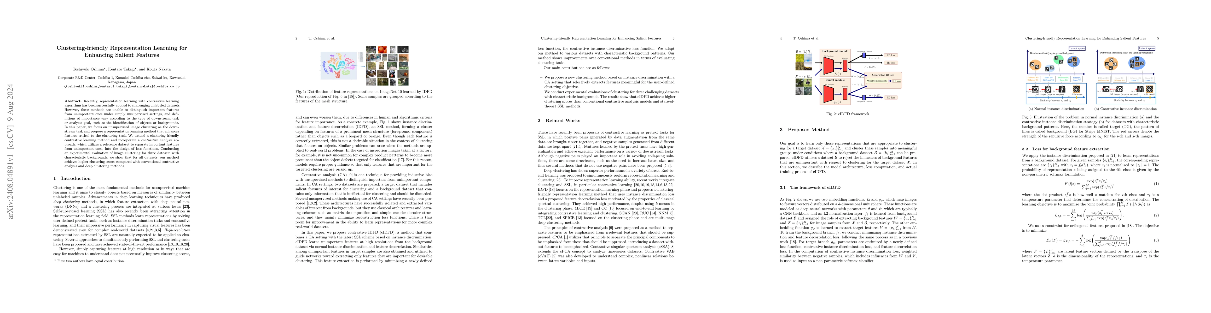 Thumbnail for Clustering-friendly Representation Learning for Enhancing Salient
  Features