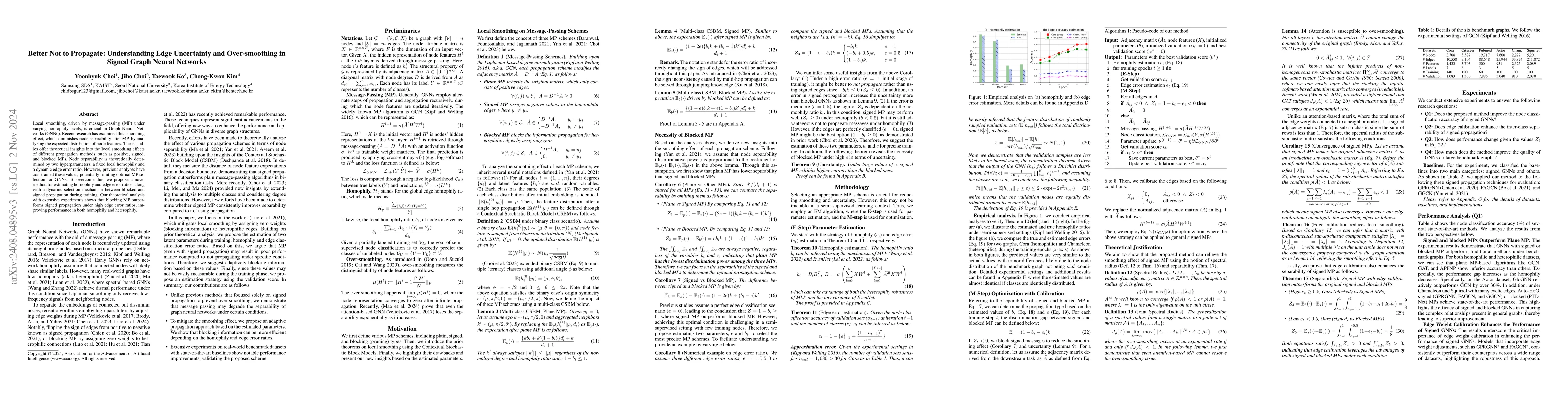 Thumbnail for Better Not to Propagate: Understanding Edge Uncertainty and
  Over-smoothing in Signed Graph Neural Networks