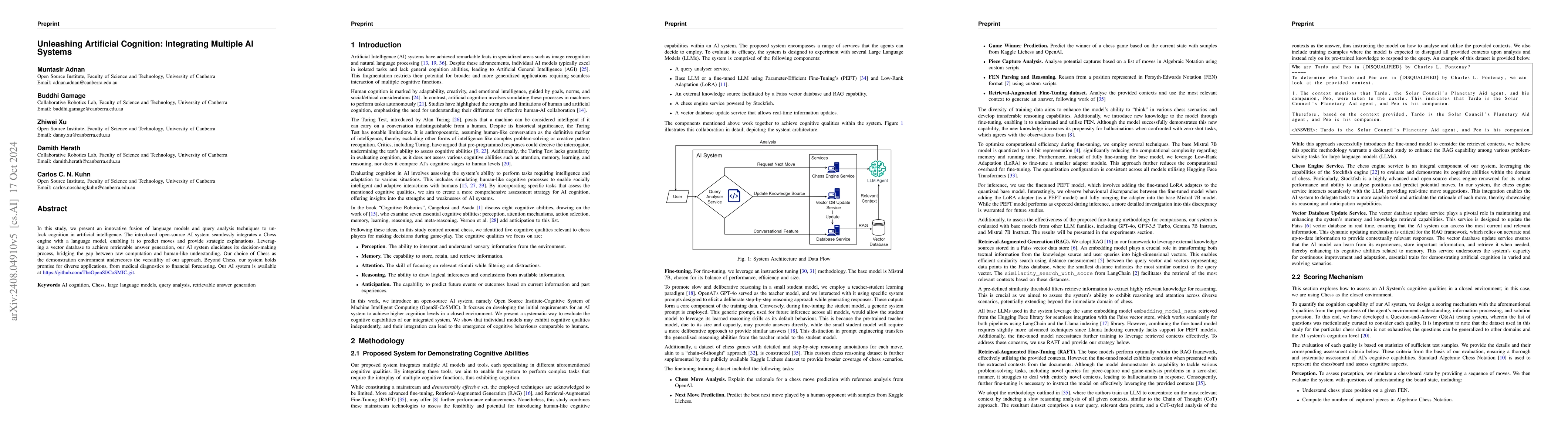Thumbnail for Unleashing Artificial Cognition: Integrating Multiple AI Systems