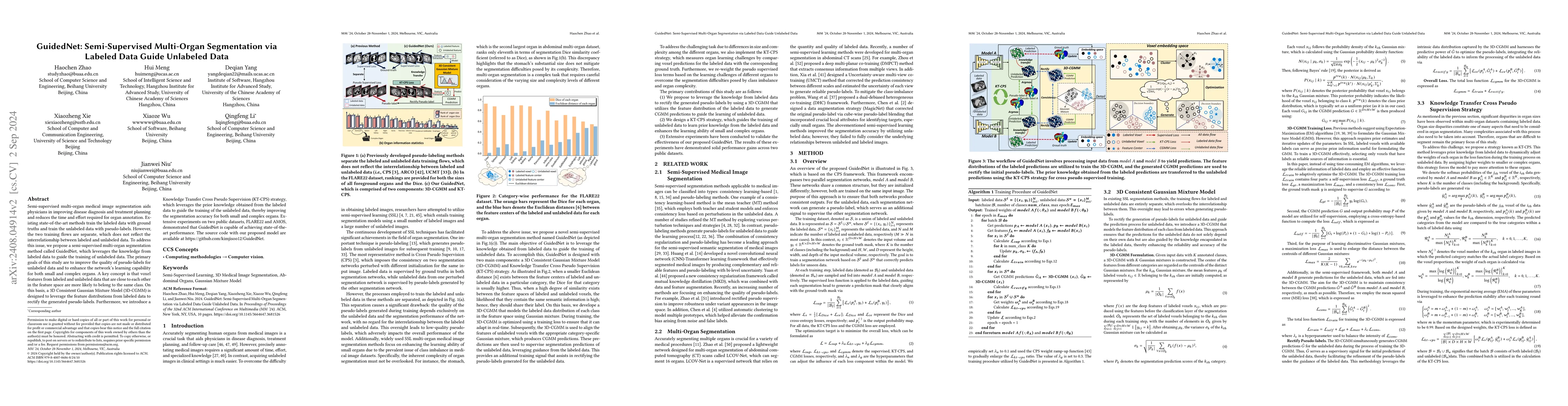 Thumbnail for GuidedNet: Semi-Supervised Multi-Organ Segmentation via Labeled Data
  Guide Unlabeled Data