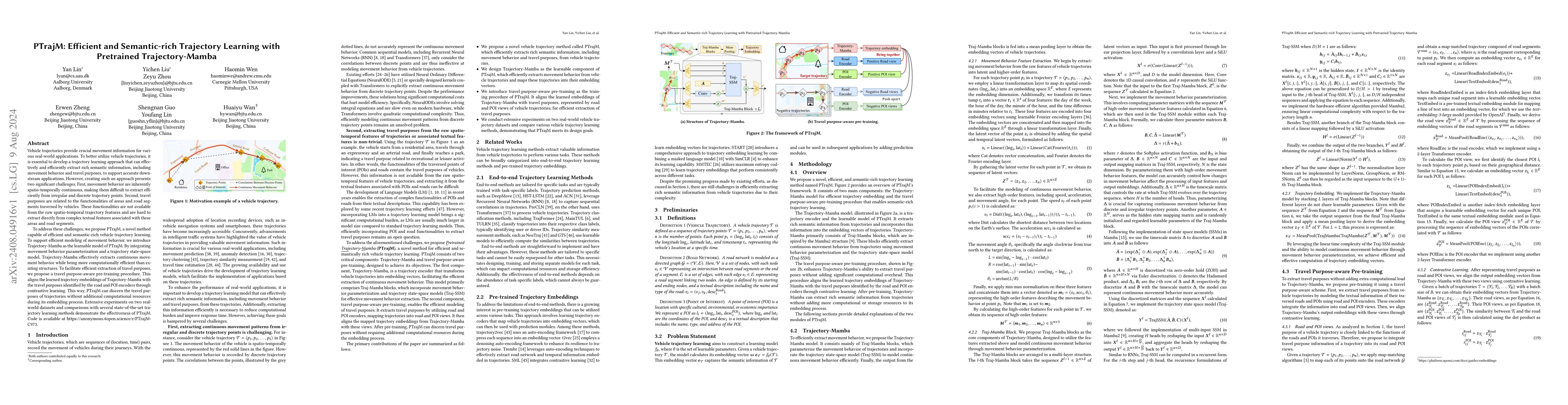 Thumbnail for PTrajM: Efficient and Semantic-rich Trajectory Learning with Pretrained
  Trajectory-Mamba