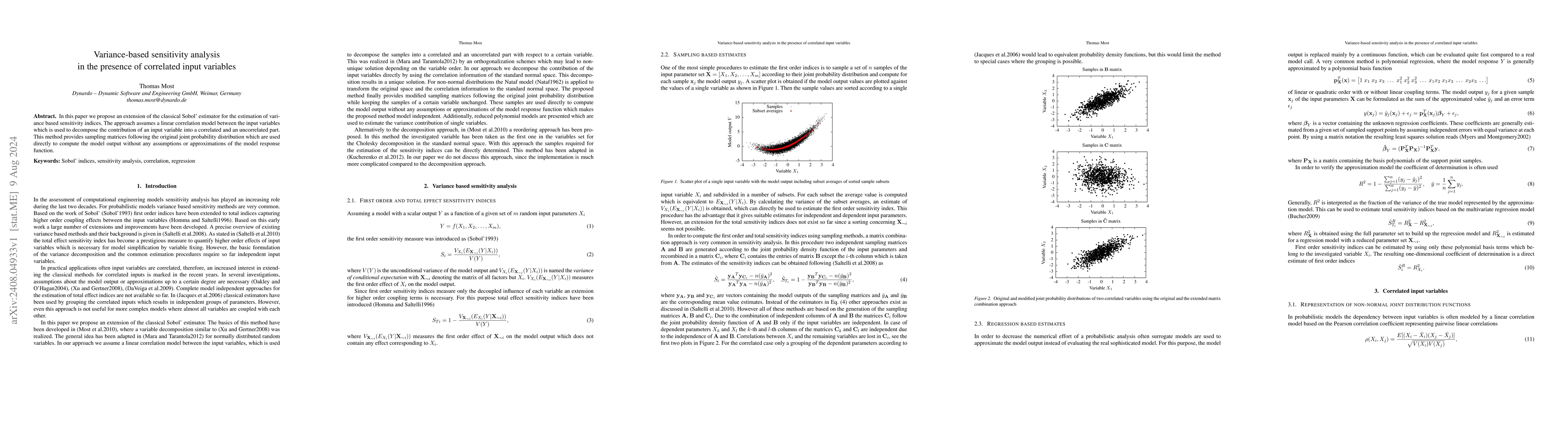 Thumbnail for Variance-based sensitivity analysis in the presence of correlated input
  variables