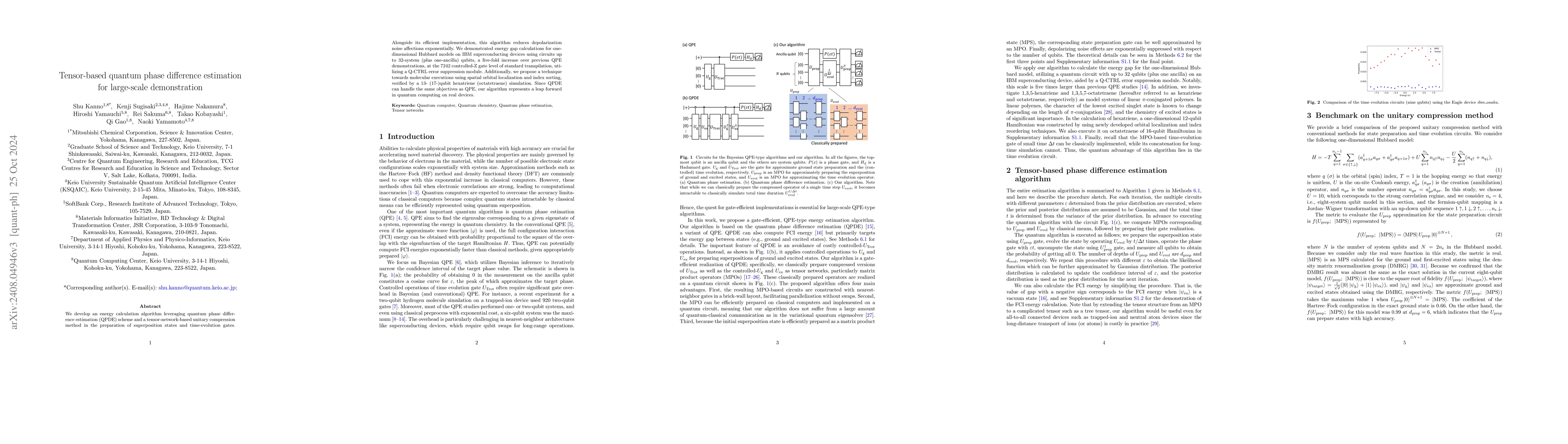 Thumbnail for Tensor-based quantum phase difference estimation for large-scale
  demonstration