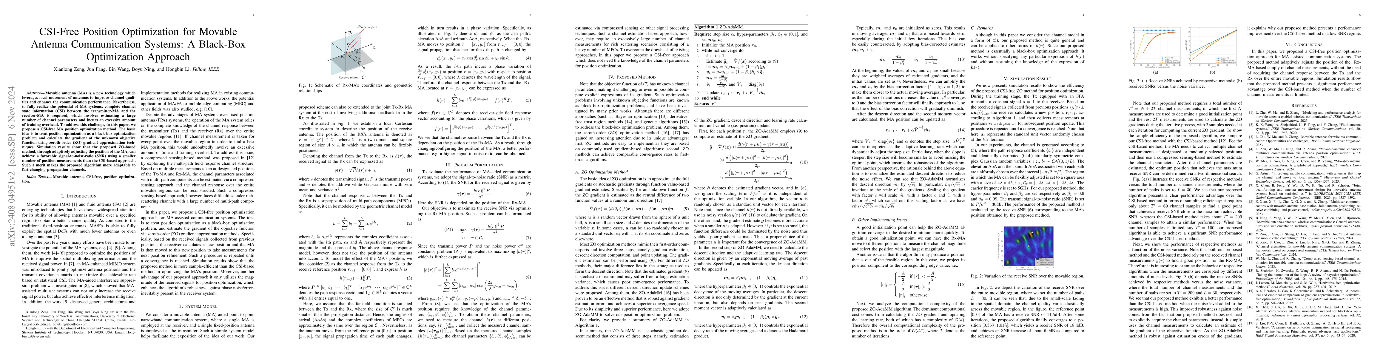Thumbnail for CSI-Free Position Optimization for Movable Antenna Communication
  Systems: A Black-Box Optimization Approach
