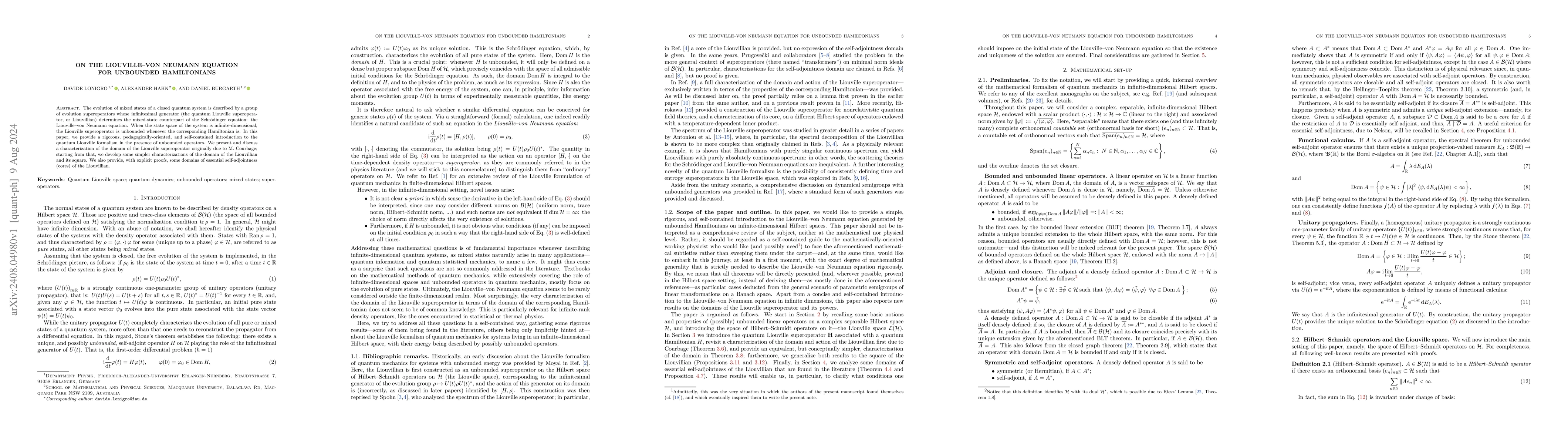 Thumbnail for On the Liouville-von Neumann equation for unbounded Hamiltonians