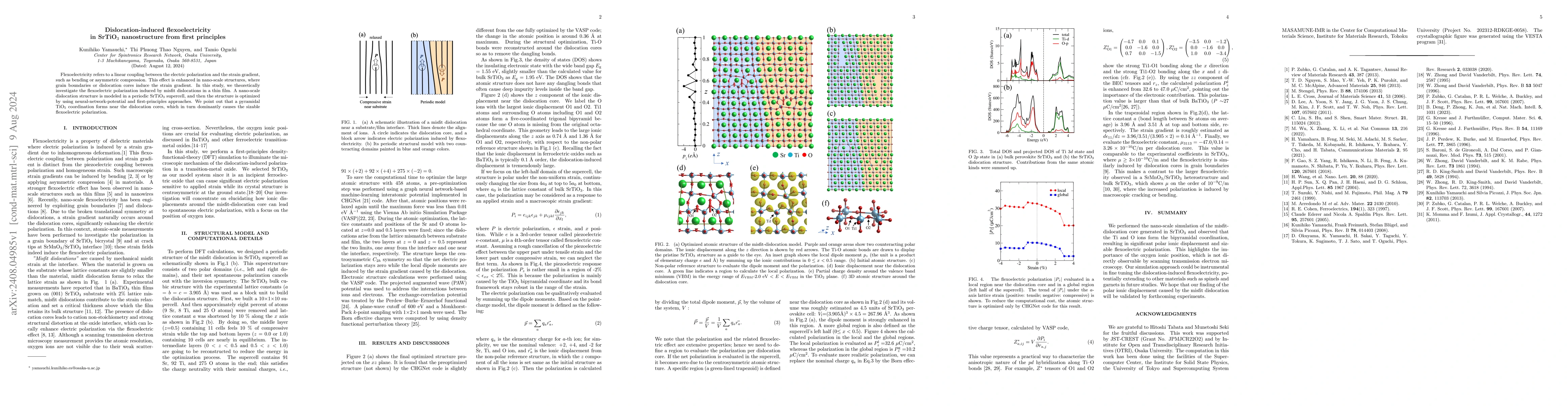 Thumbnail for Dislocation-induced flexoelectricity in SrTiO$_3$ nanostructure from
  first principles