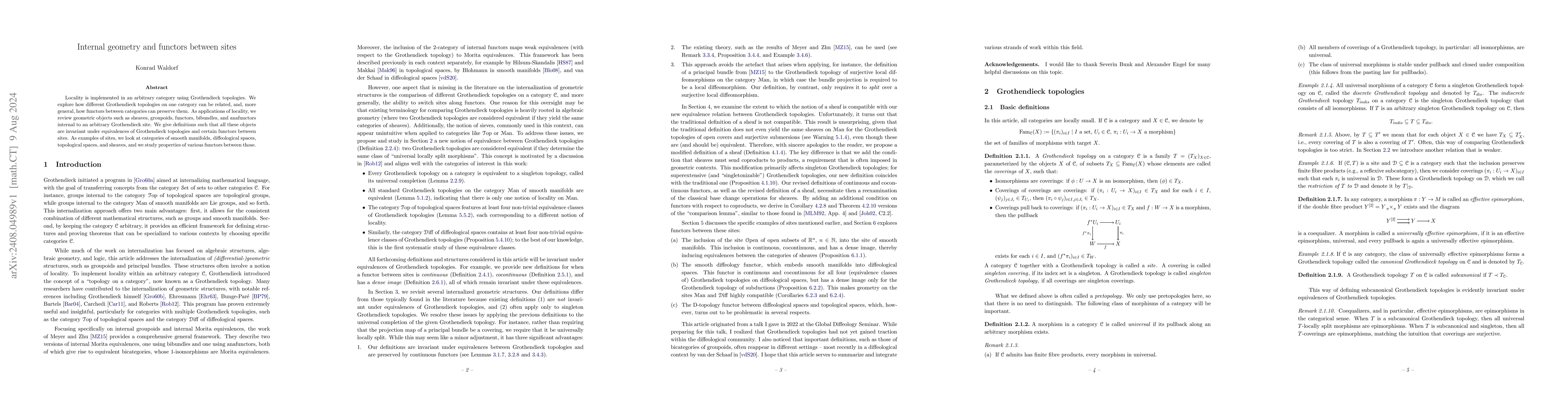 Thumbnail for Internal geometry and functors between sites