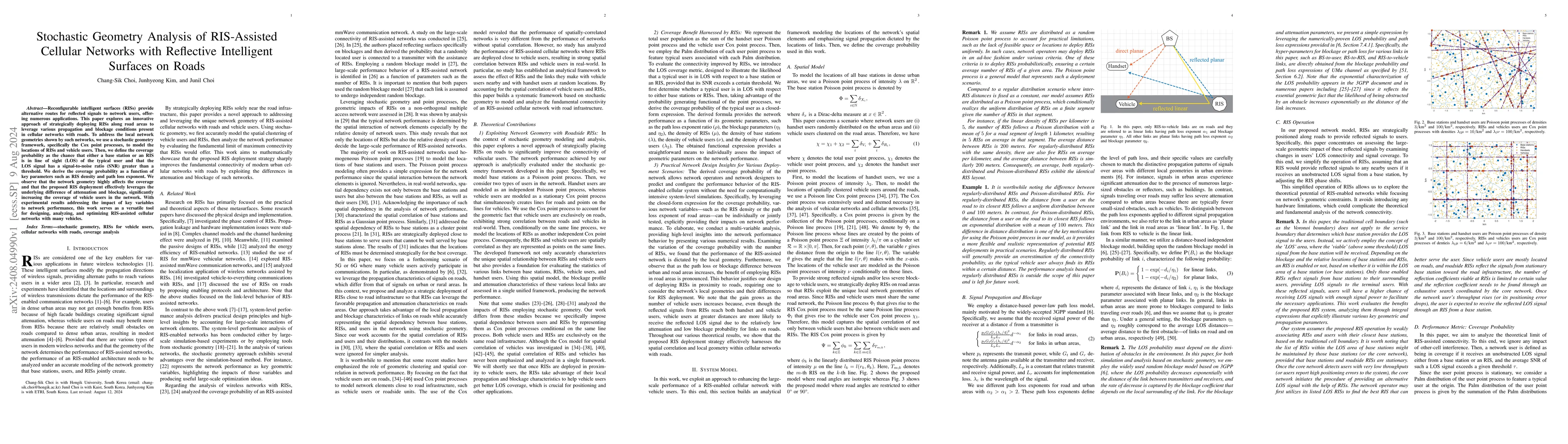 Thumbnail for Stochastic Geometry Analysis of RIS-Assisted Cellular Networks with
  Reflective Intelligent Surfaces on Roads