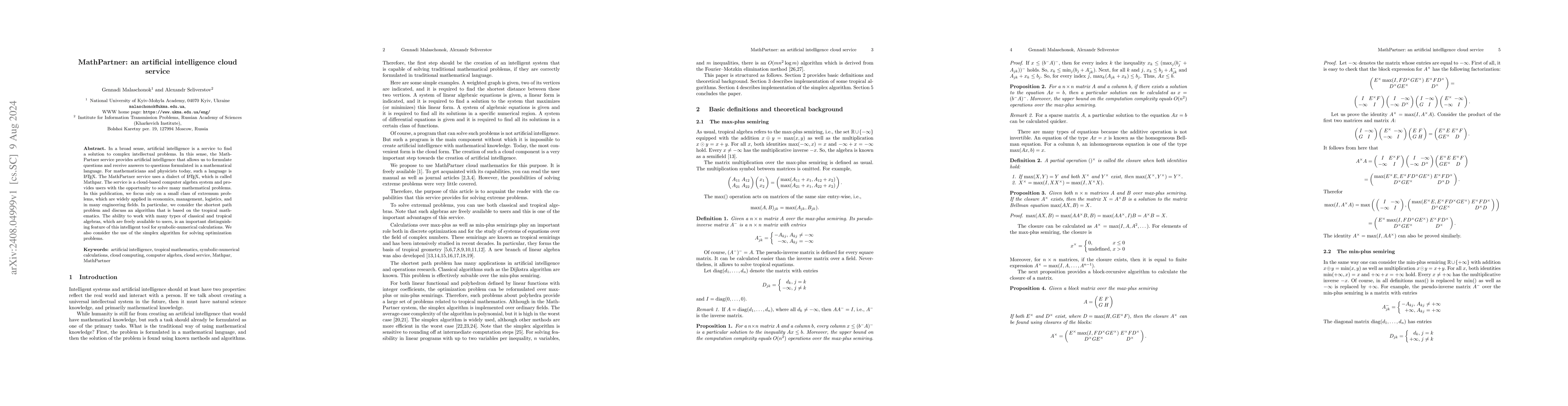 Thumbnail for MathPartner: An Artificial Intelligence Cloud Service