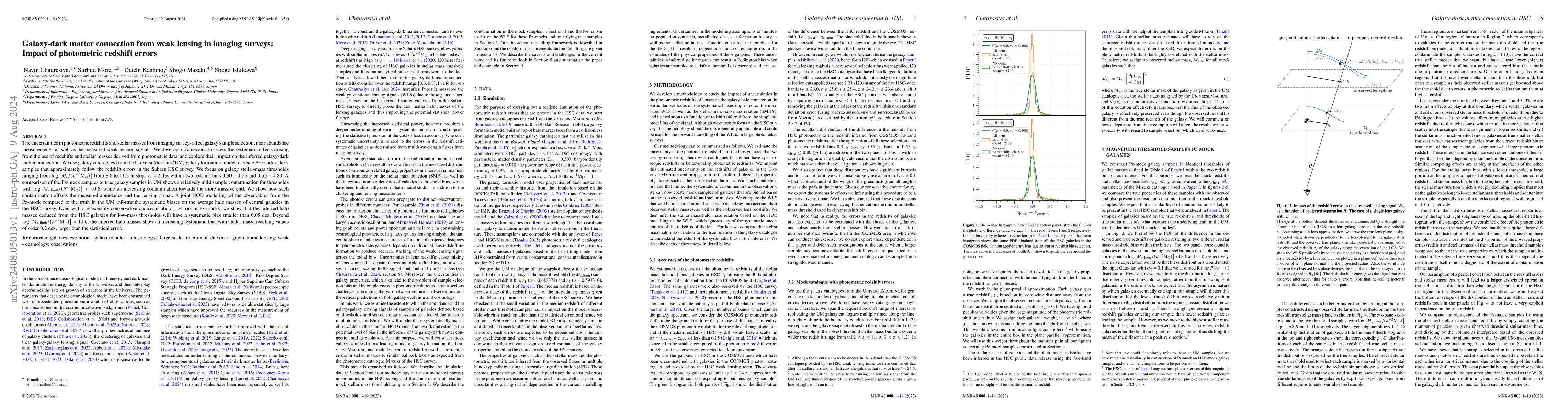 Thumbnail for Galaxy-dark matter connection from weak lensing in imaging surveys:
  Impact of photometric redshift errors