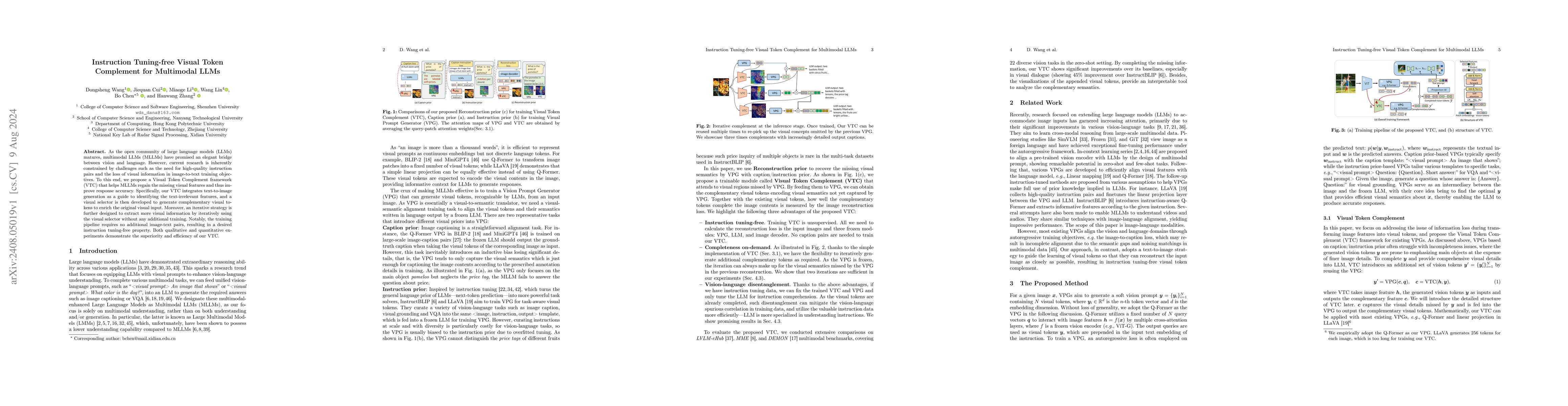 Thumbnail for Instruction Tuning-free Visual Token Complement for Multimodal LLMs