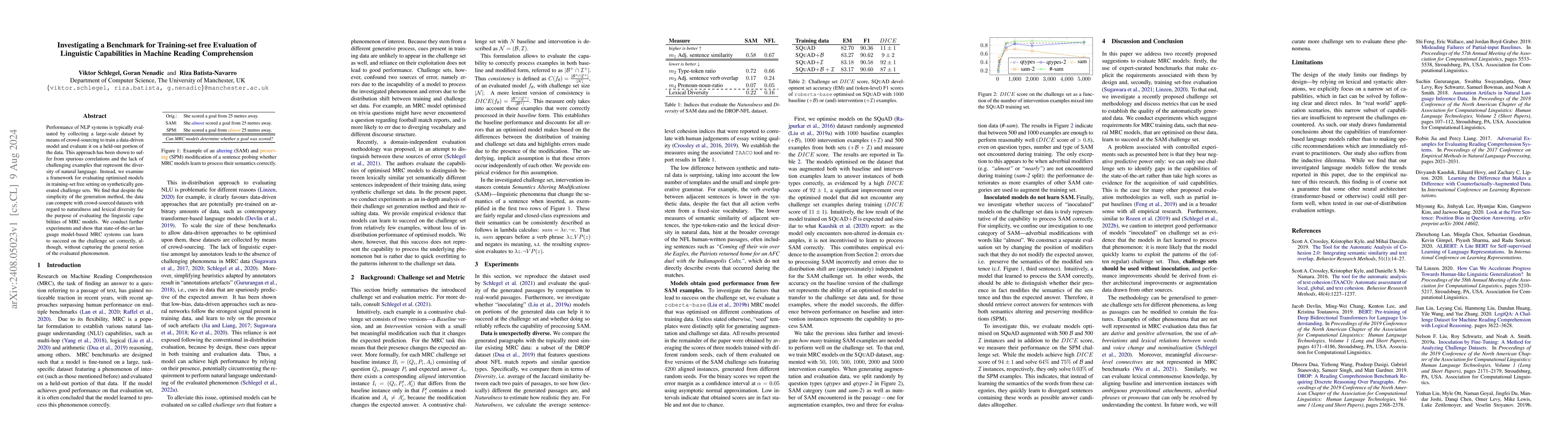 Thumbnail for Investigating a Benchmark for Training-set free Evaluation of Linguistic
  Capabilities in Machine Reading Comprehension