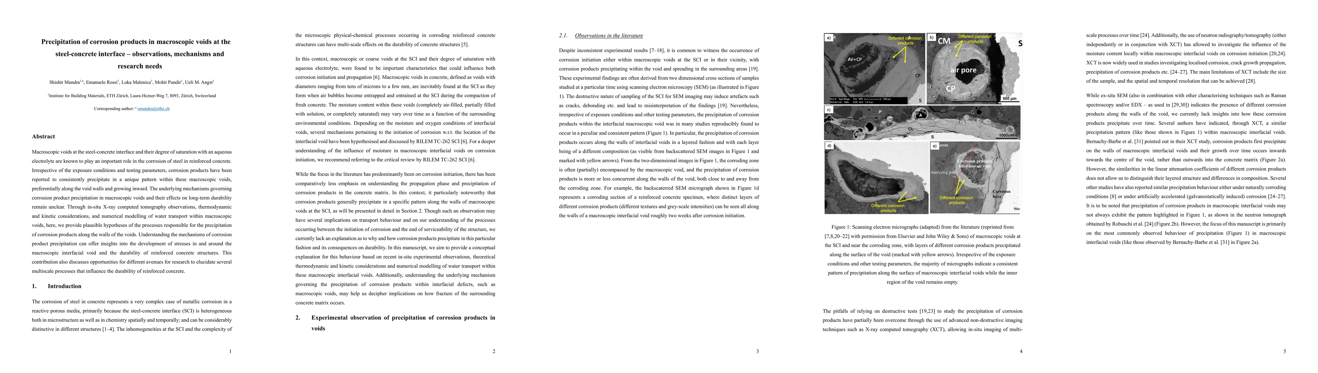 Thumbnail for Precipitation of corrosion products in macroscopic voids at the
  steel-concrete interface -- observations, mechanisms and research needs