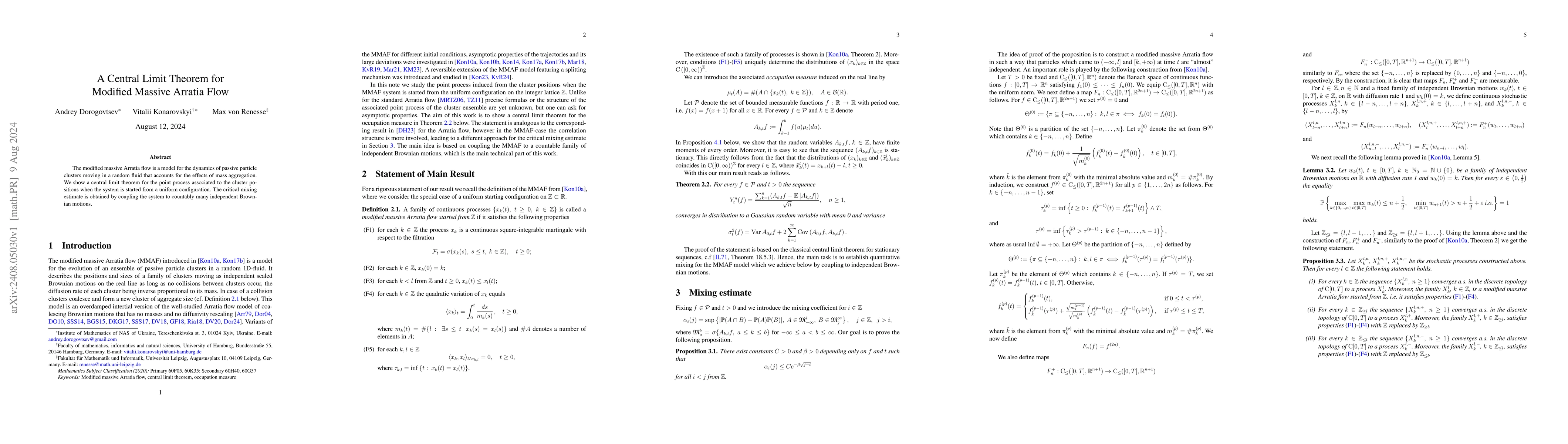 Thumbnail for A Central Limit Theorem for Modified Massive Arratia Flow