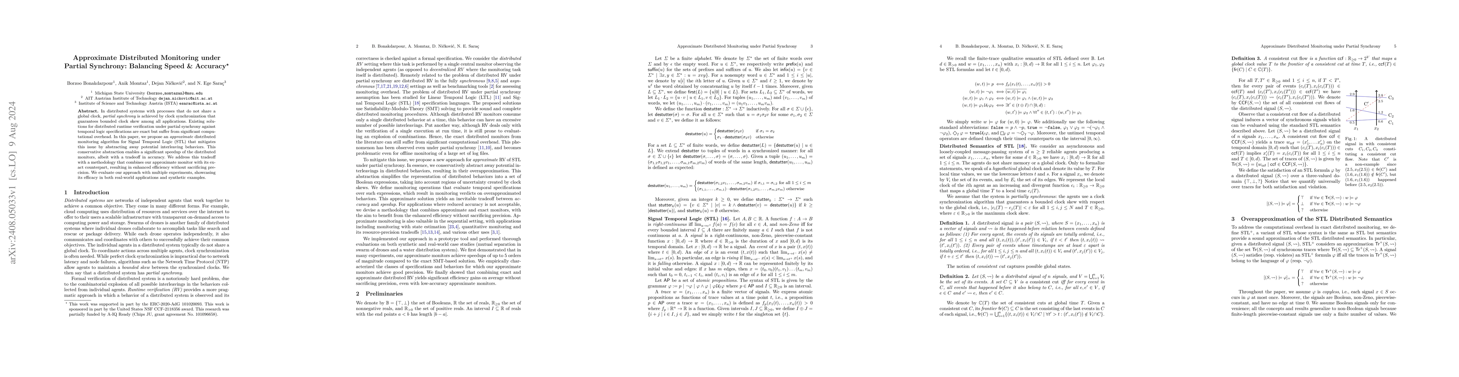 Thumbnail for Approximate Distributed Monitoring under Partial Synchrony: Balancing
  Speed and Accuracy