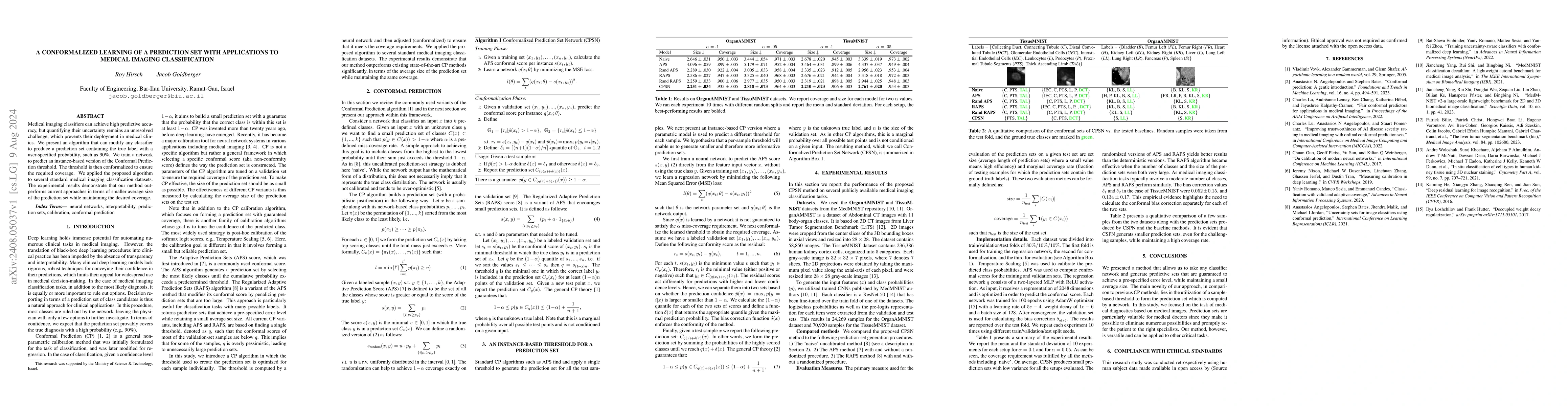 Thumbnail for A conformalized learning of a prediction set with applications to
  medical imaging classification