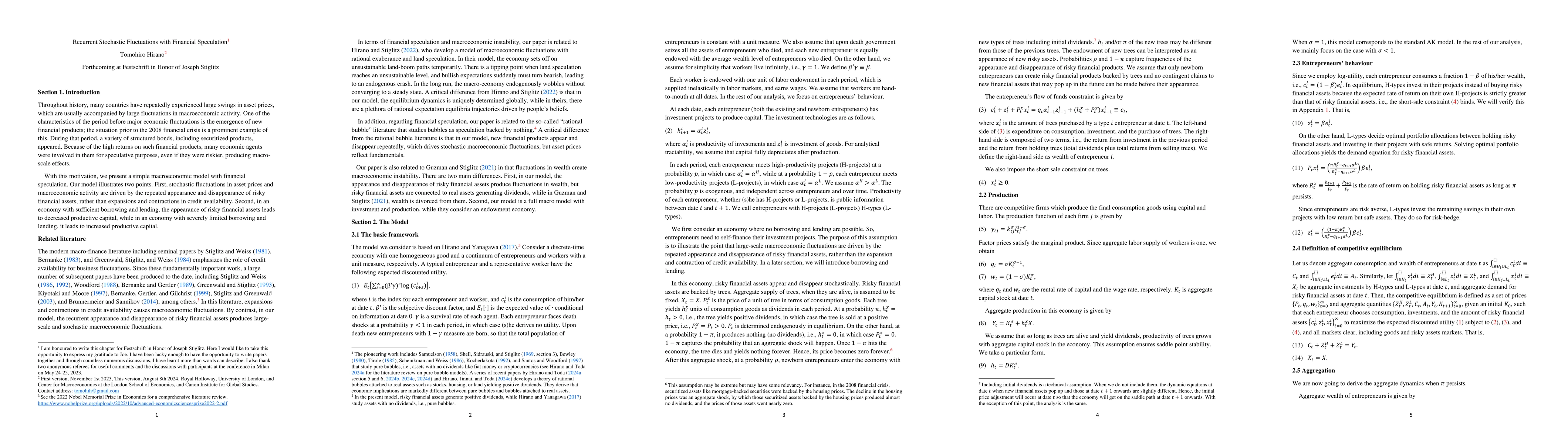 Thumbnail for Recurrent Stochastic Fluctuations with Financial Speculation