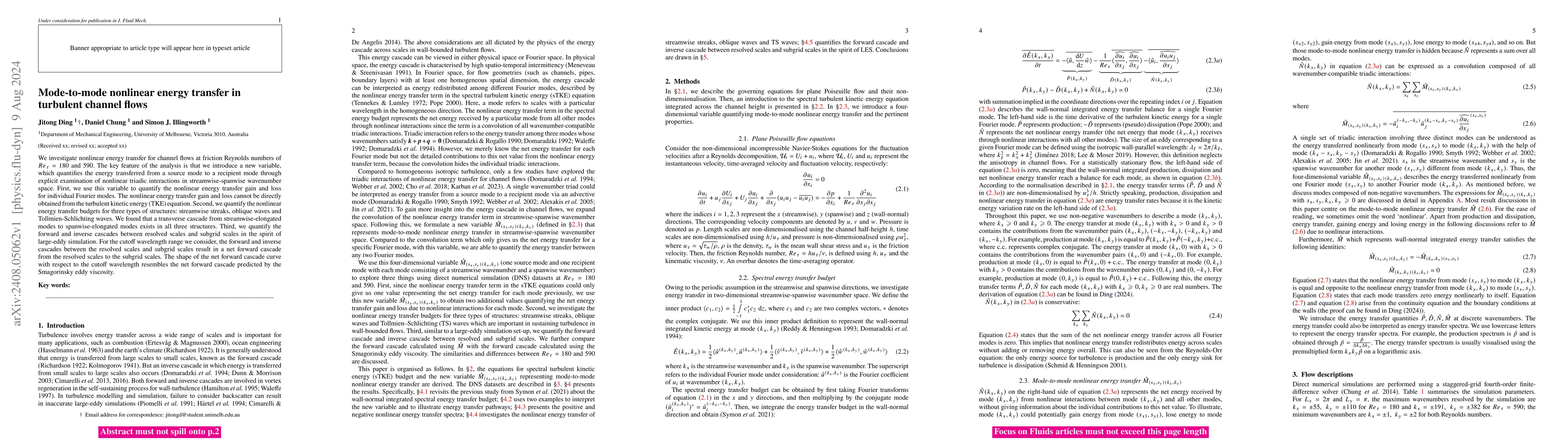Thumbnail for Mode-to-mode nonlinear energy transfer in turbulent channel flows