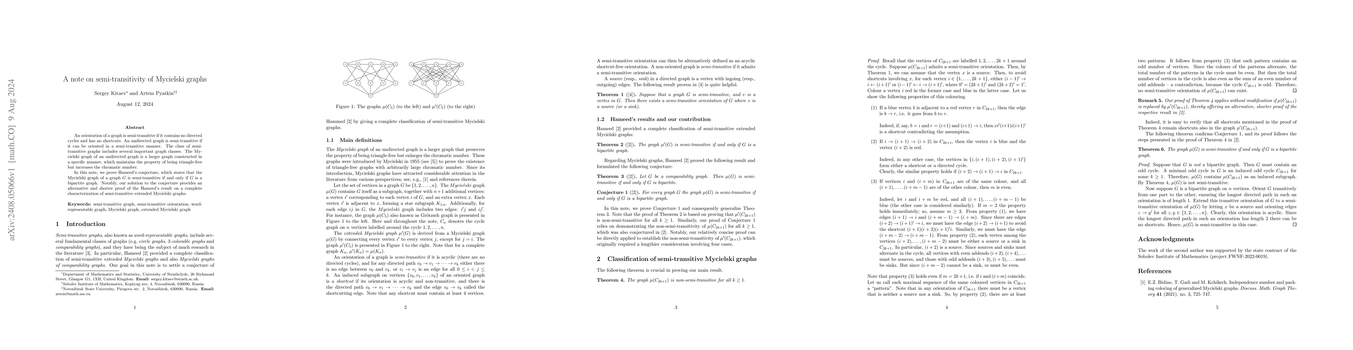 Thumbnail for A note on semi-transitivity of Mycielski graphs