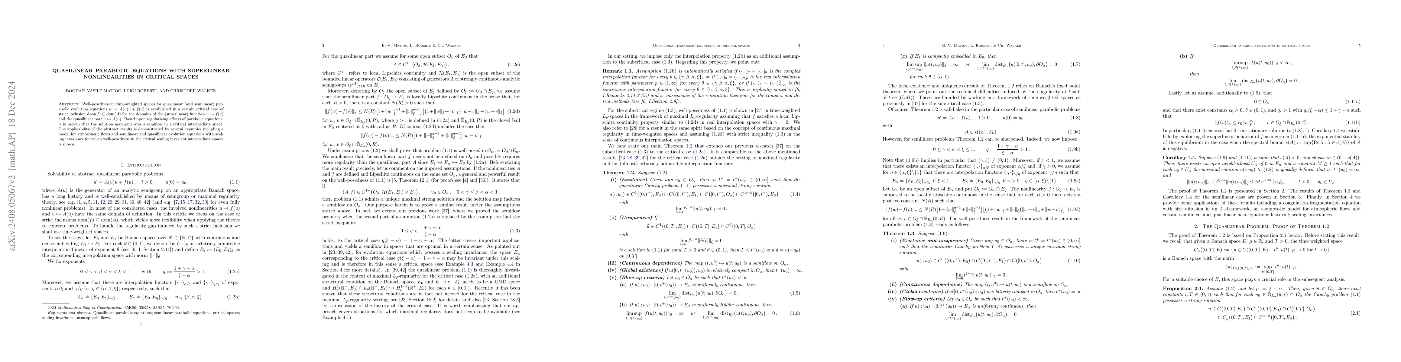 Thumbnail for Quasilinear parabolic equations with superlinear nonlinearities in
  critical spaces