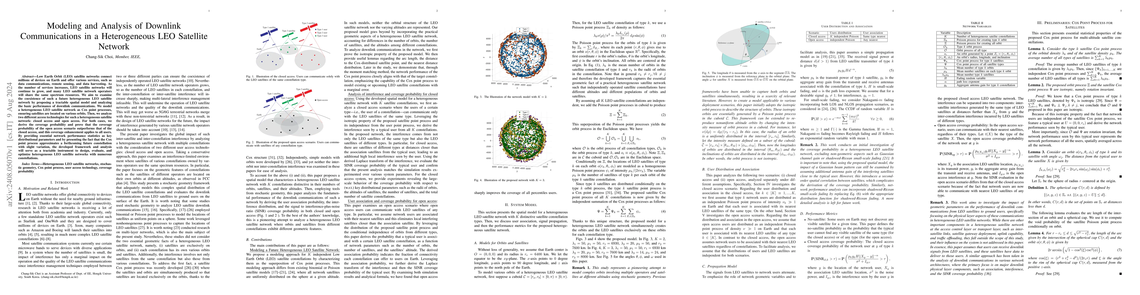 Thumbnail for Modeling and Analysis of Downlink Communications in a Heterogeneous LEO
  Satellite Network