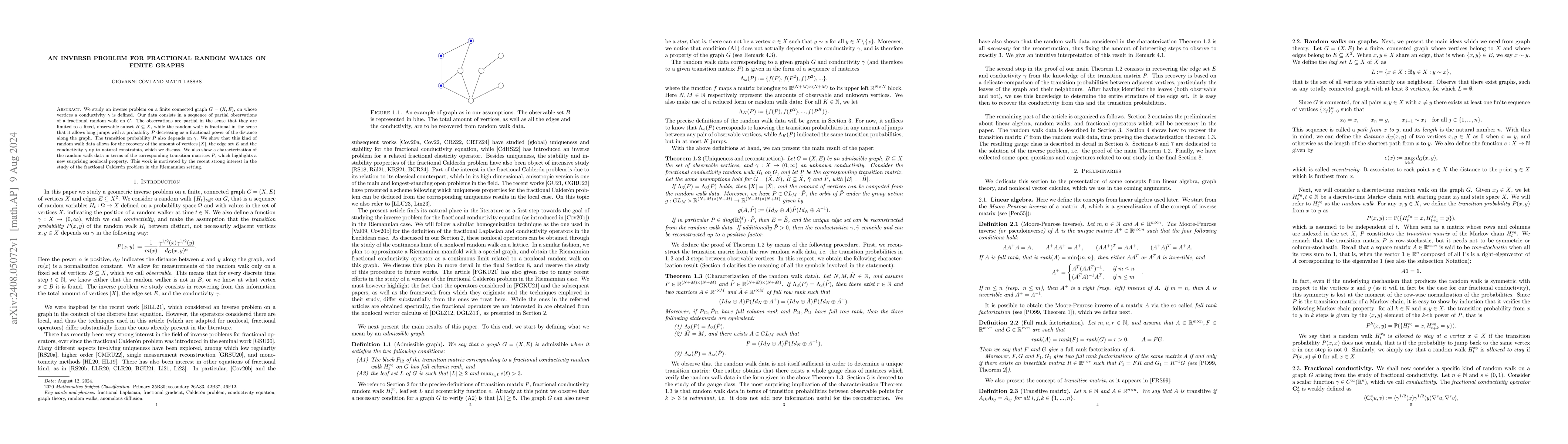 Thumbnail for An inverse problem for fractional random walks on finite graphs
