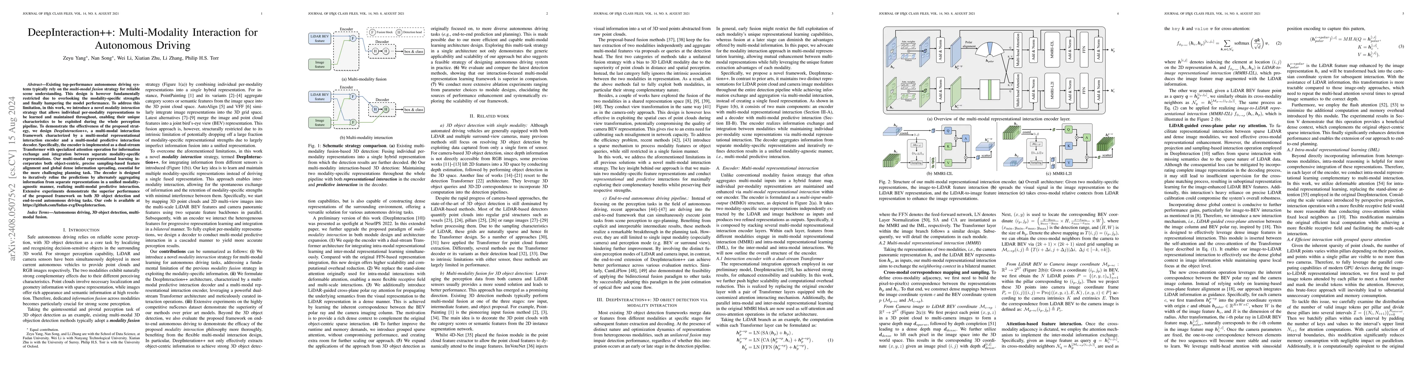 Thumbnail for DeepInteraction++: Multi-Modality Interaction for Autonomous Driving