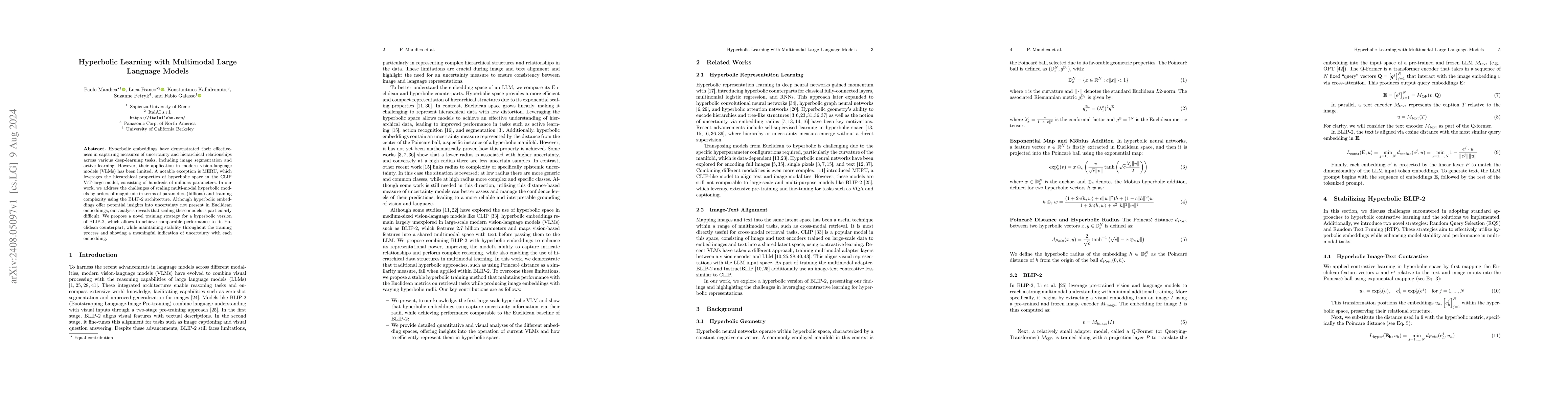 Thumbnail for Hyperbolic Learning with Multimodal Large Language Models
