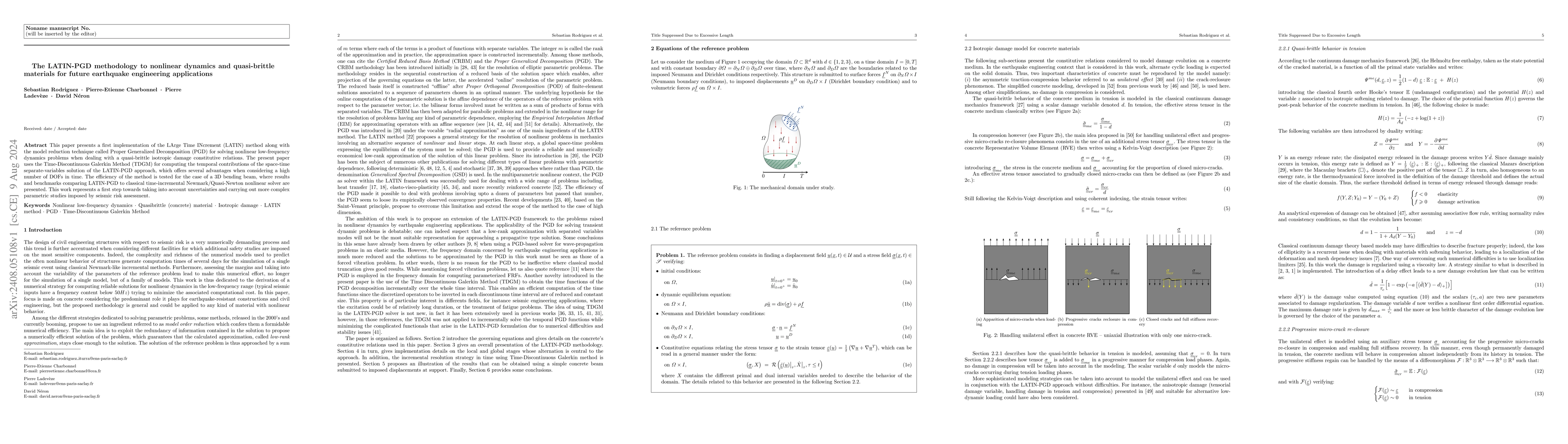 Thumbnail for The LATIN-PGD methodology to nonlinear dynamics and quasi-brittle
  materials for future earthquake engineering applications