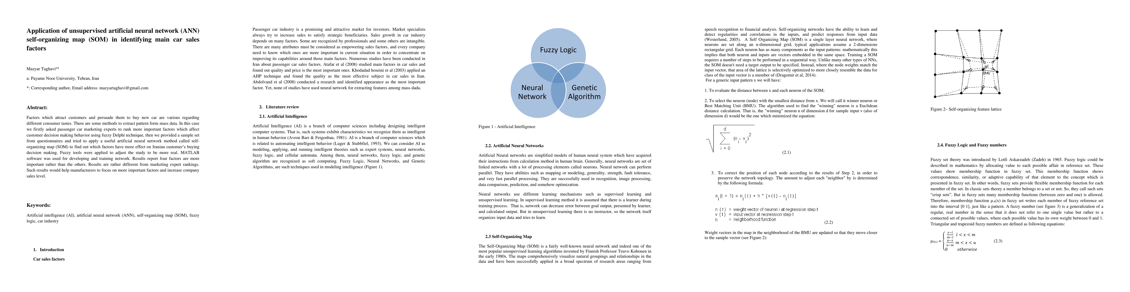 Thumbnail for Application of Unsupervised Artificial Neural Network (ANN)
  Self_Organizing Map (SOM) in Identifying Main Car Sales Factors