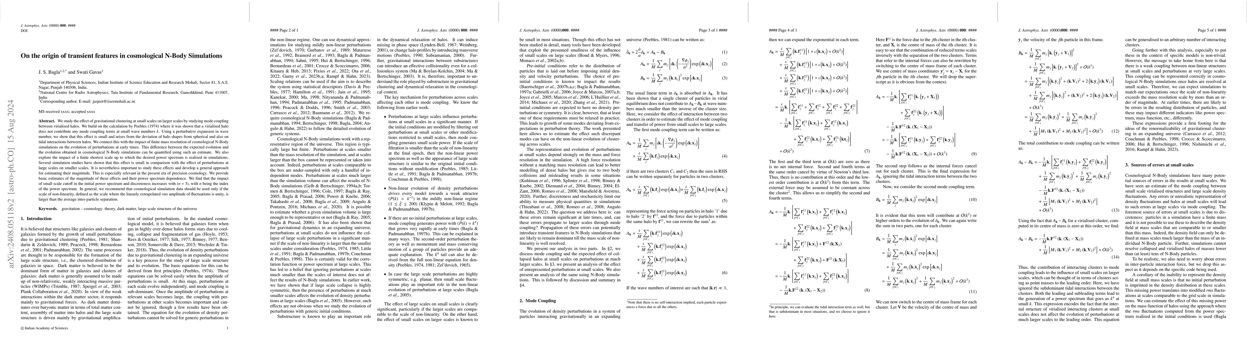 Thumbnail for On the origin of transient features in cosmological N-Body Simulations