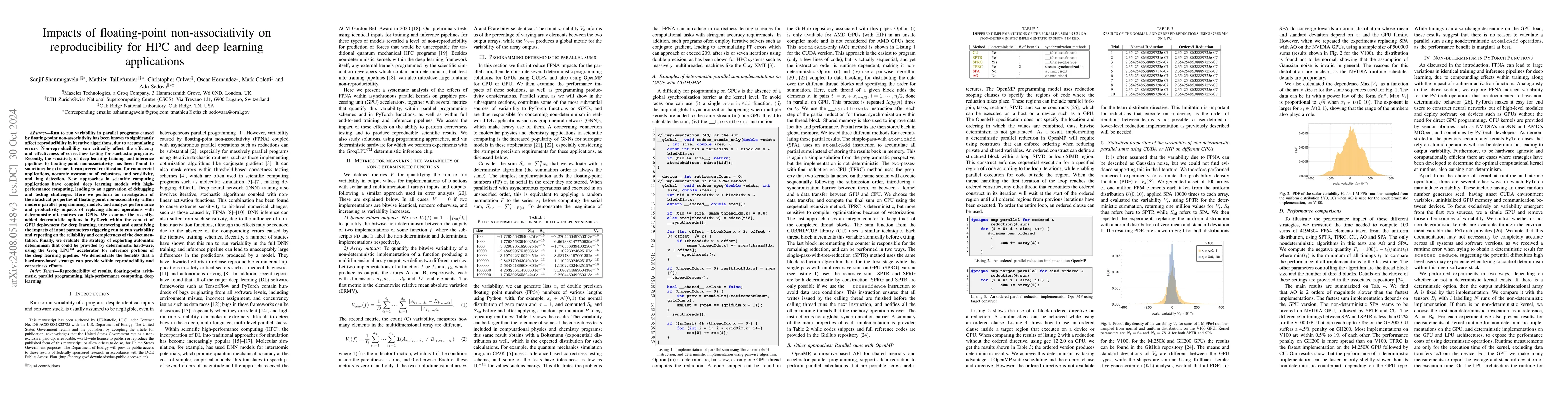 Thumbnail for Impacts of floating-point non-associativity on reproducibility for HPC
  and deep learning applications
