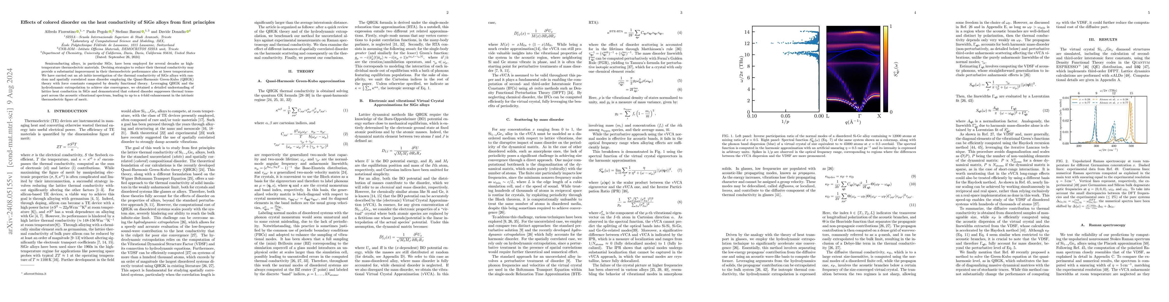 Thumbnail for Effects of colored disorder on the heat conductivity of SiGe alloys from
  first principles