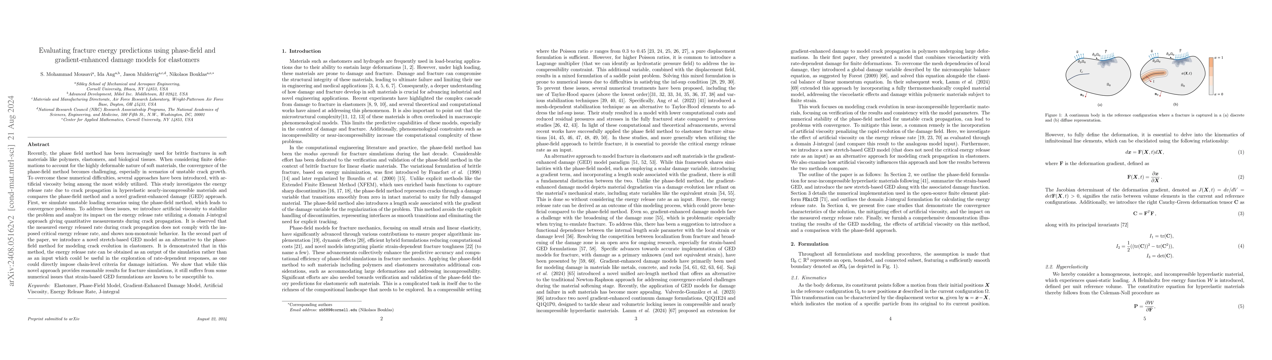 Thumbnail for Evaluating fracture energy predictions using phase-field and
  gradient-enhanced damage models for elastomers